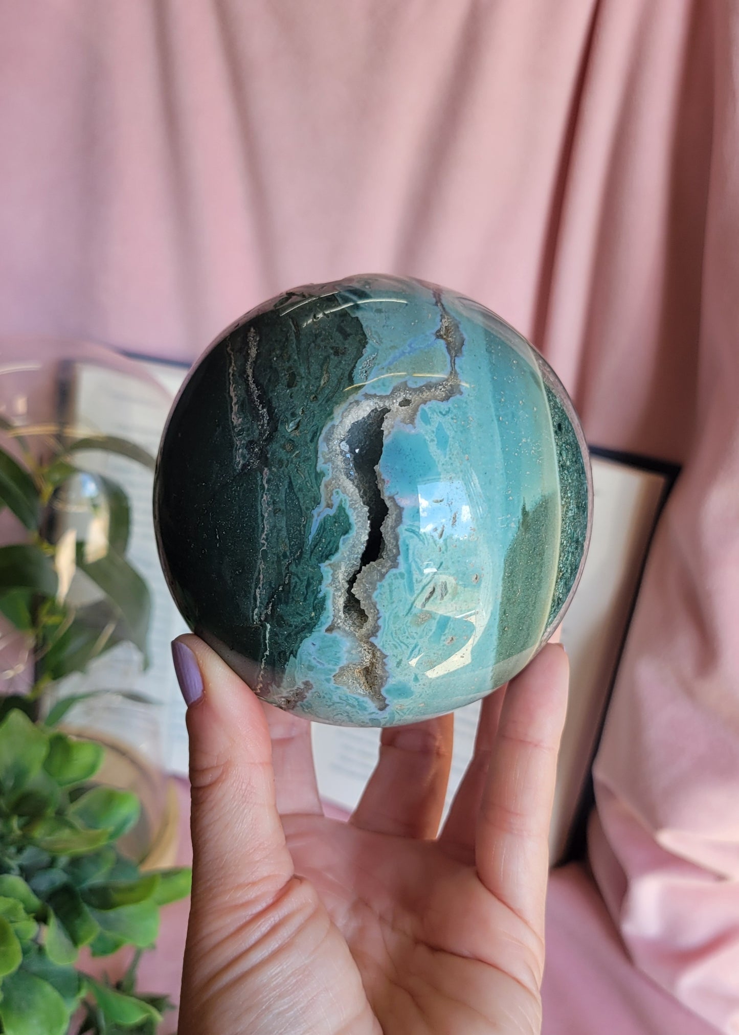 90mm Druzy Sea Jasper sphere