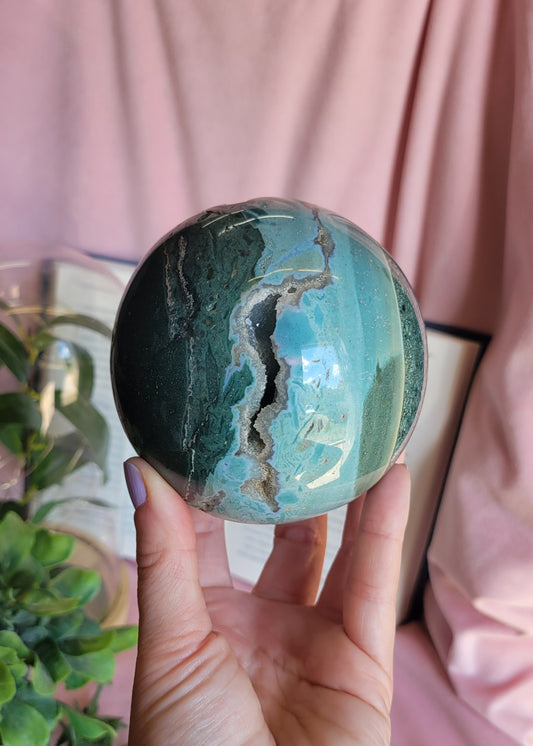 90mm Druzy Sea Jasper sphere