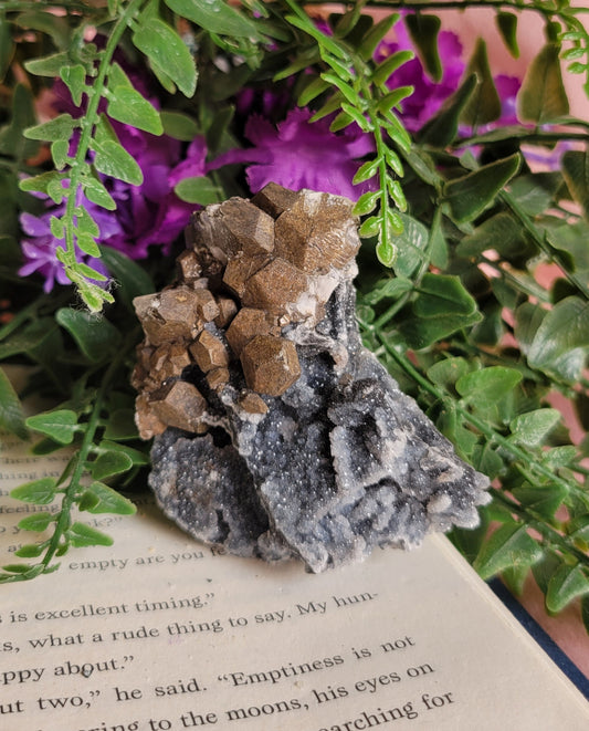 Black calcite druzy chalcedony specimen