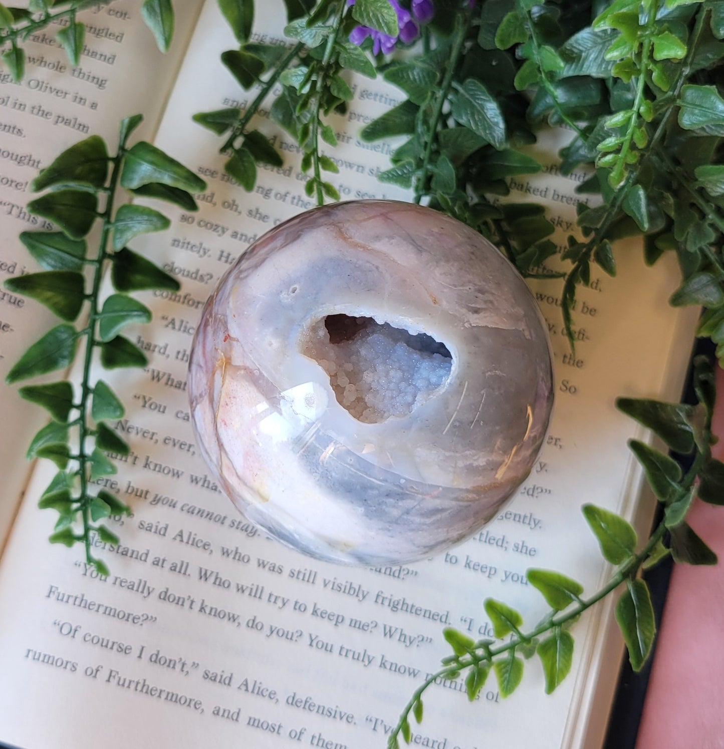 Druzy 75mm petrified wood sphere
