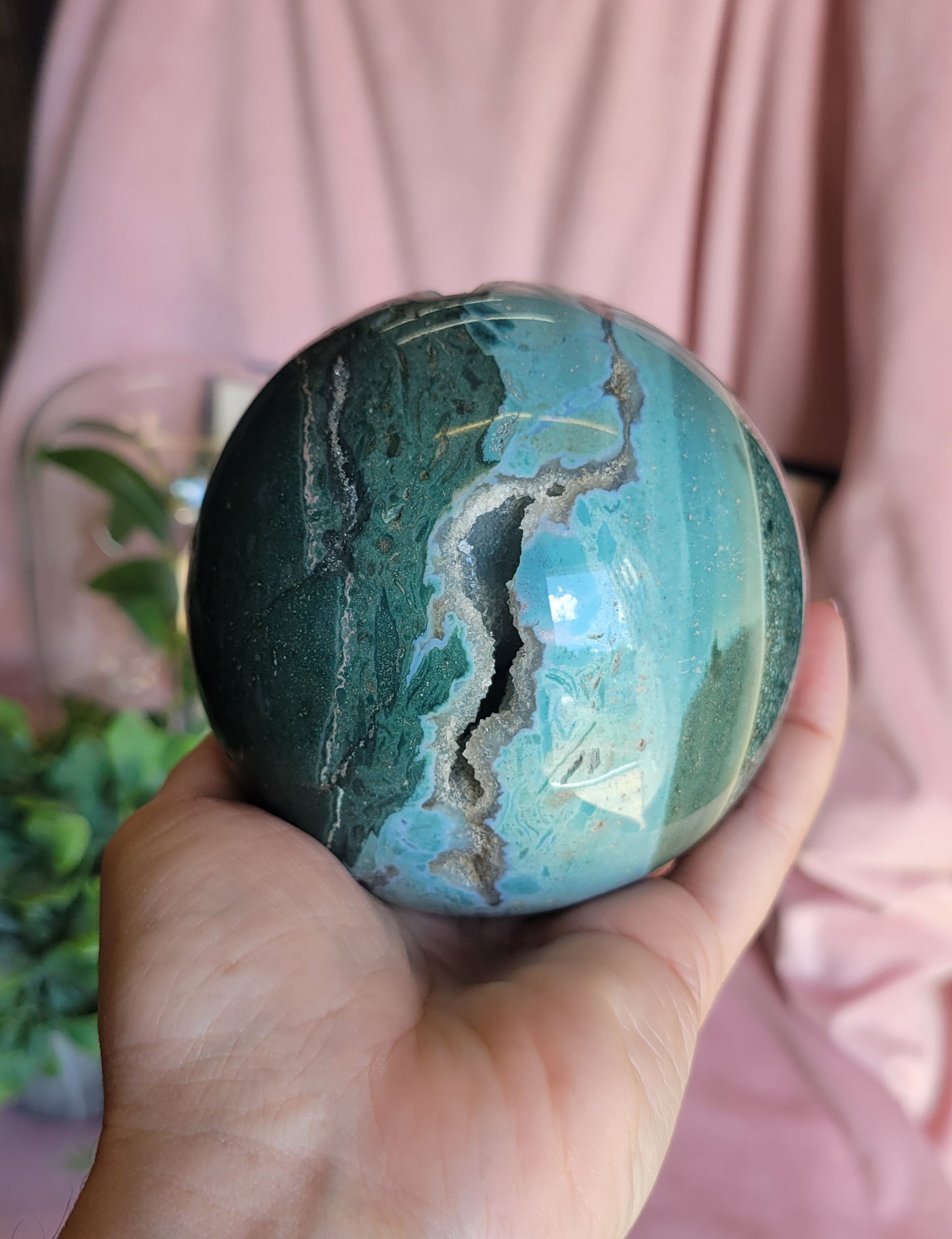 90mm Druzy Sea Jasper sphere