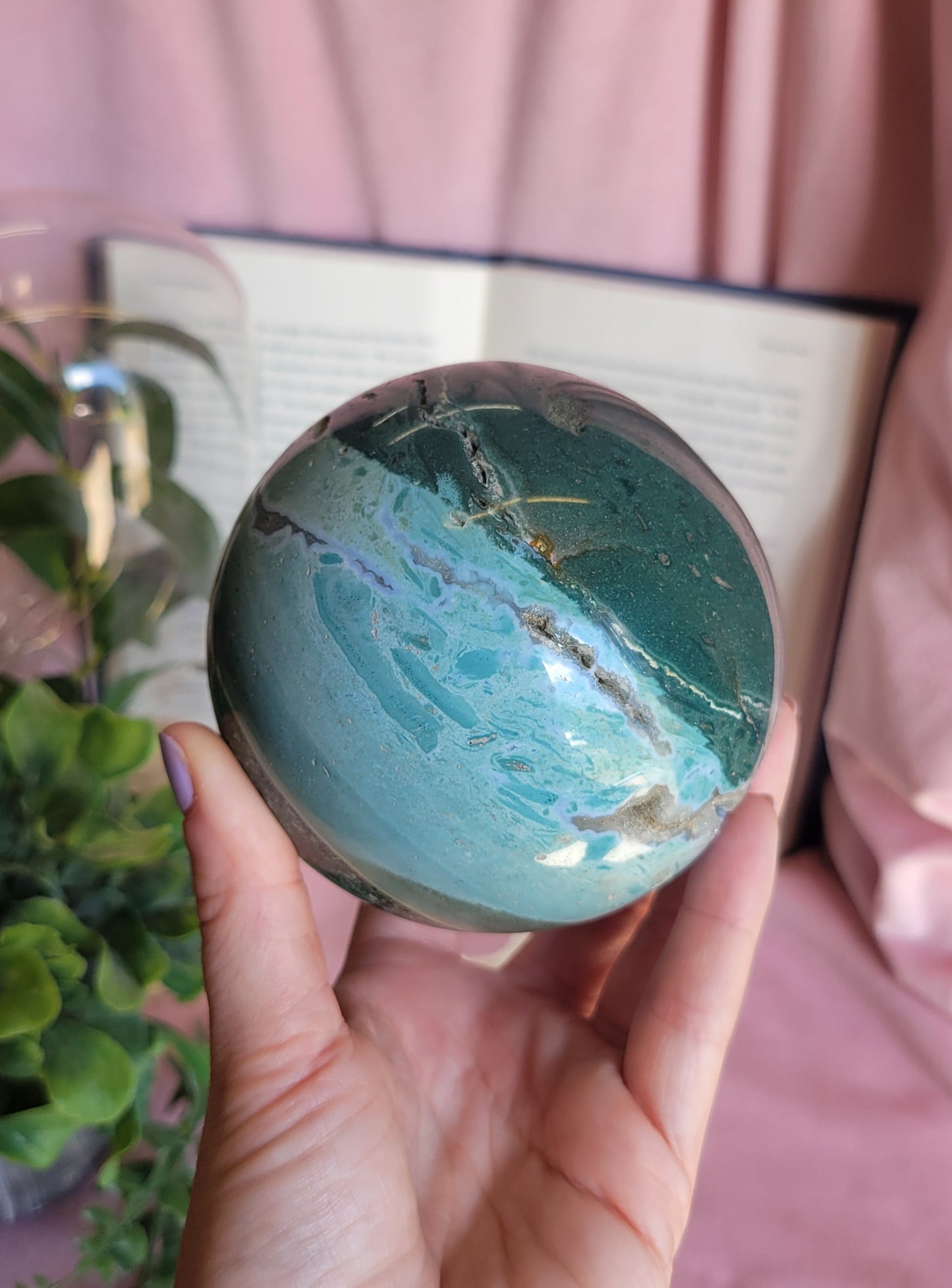 90mm Druzy Sea Jasper sphere