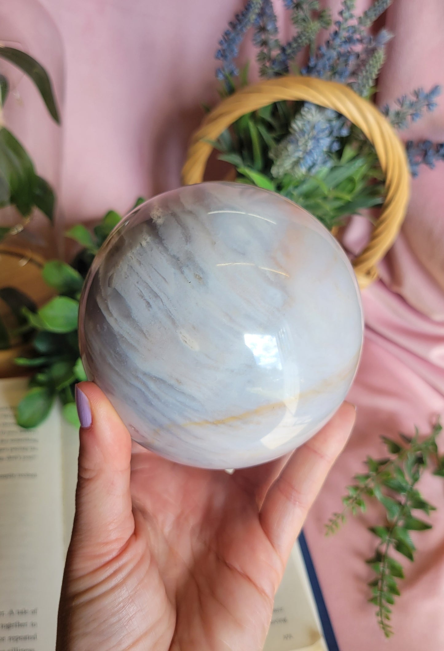 96mm Pastel Sea Jasper sphere
