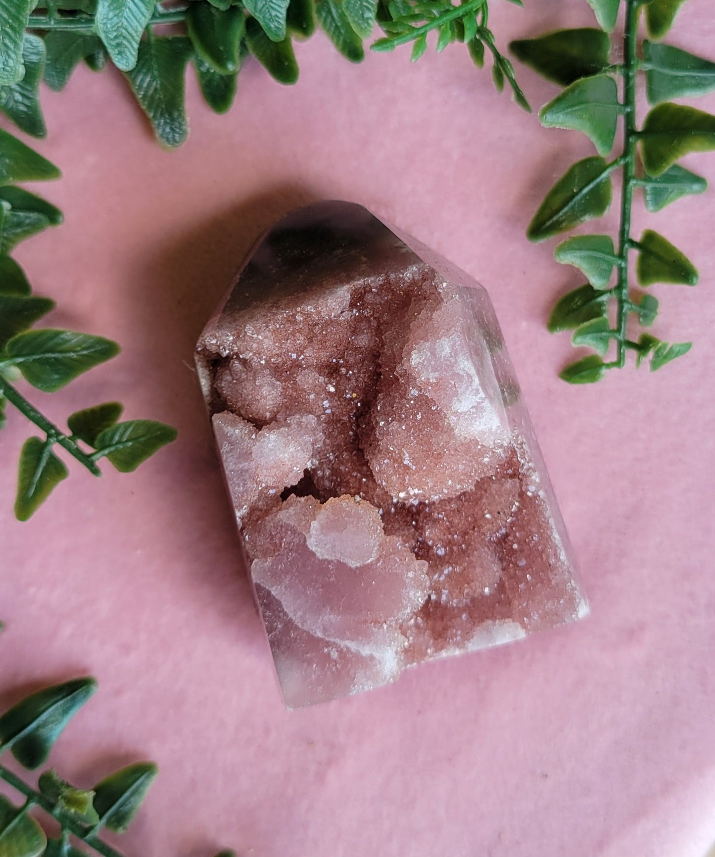 Druzy pink amethyst tower