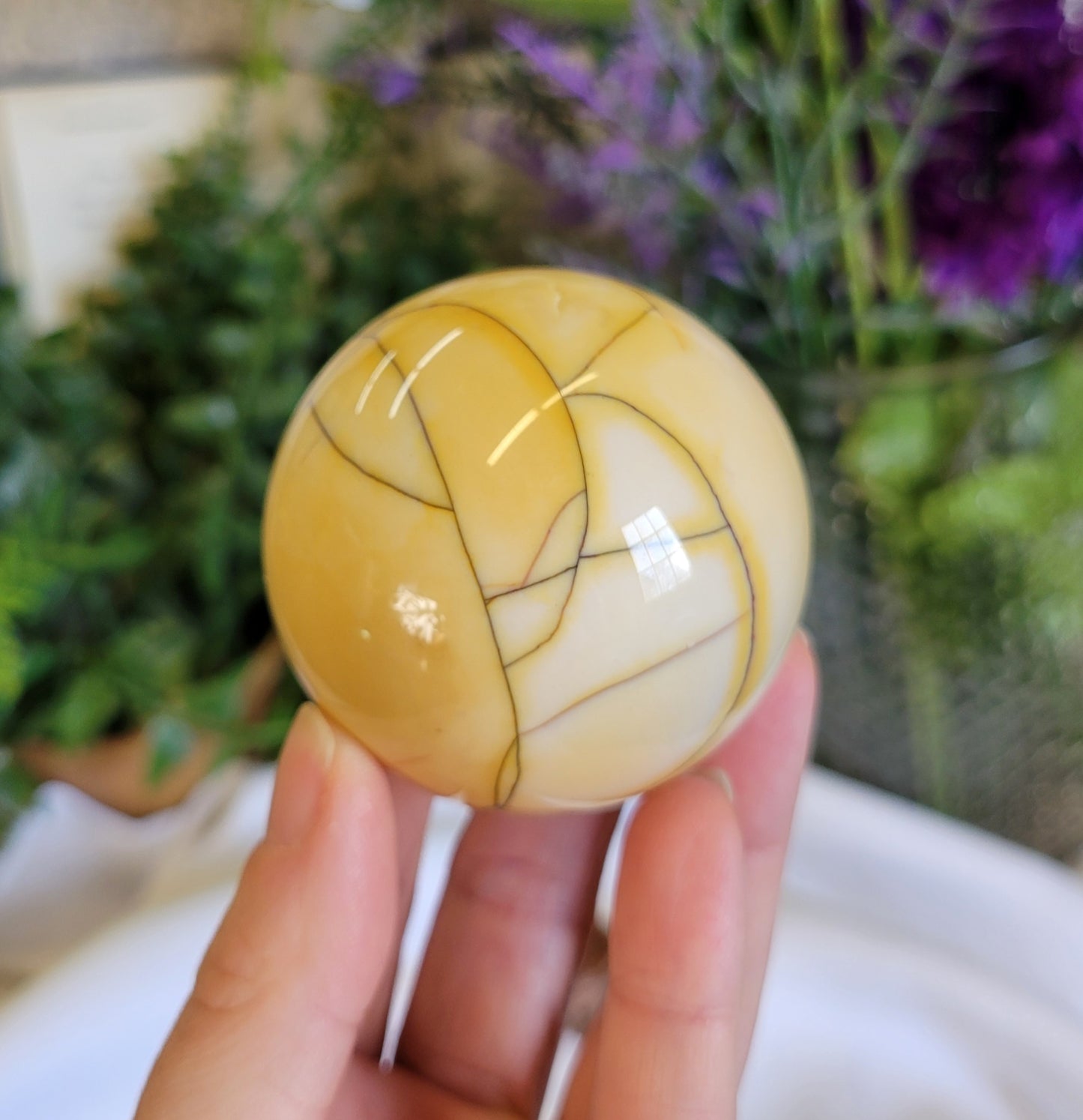 Sunny yellow Mookite Sphere 55mm