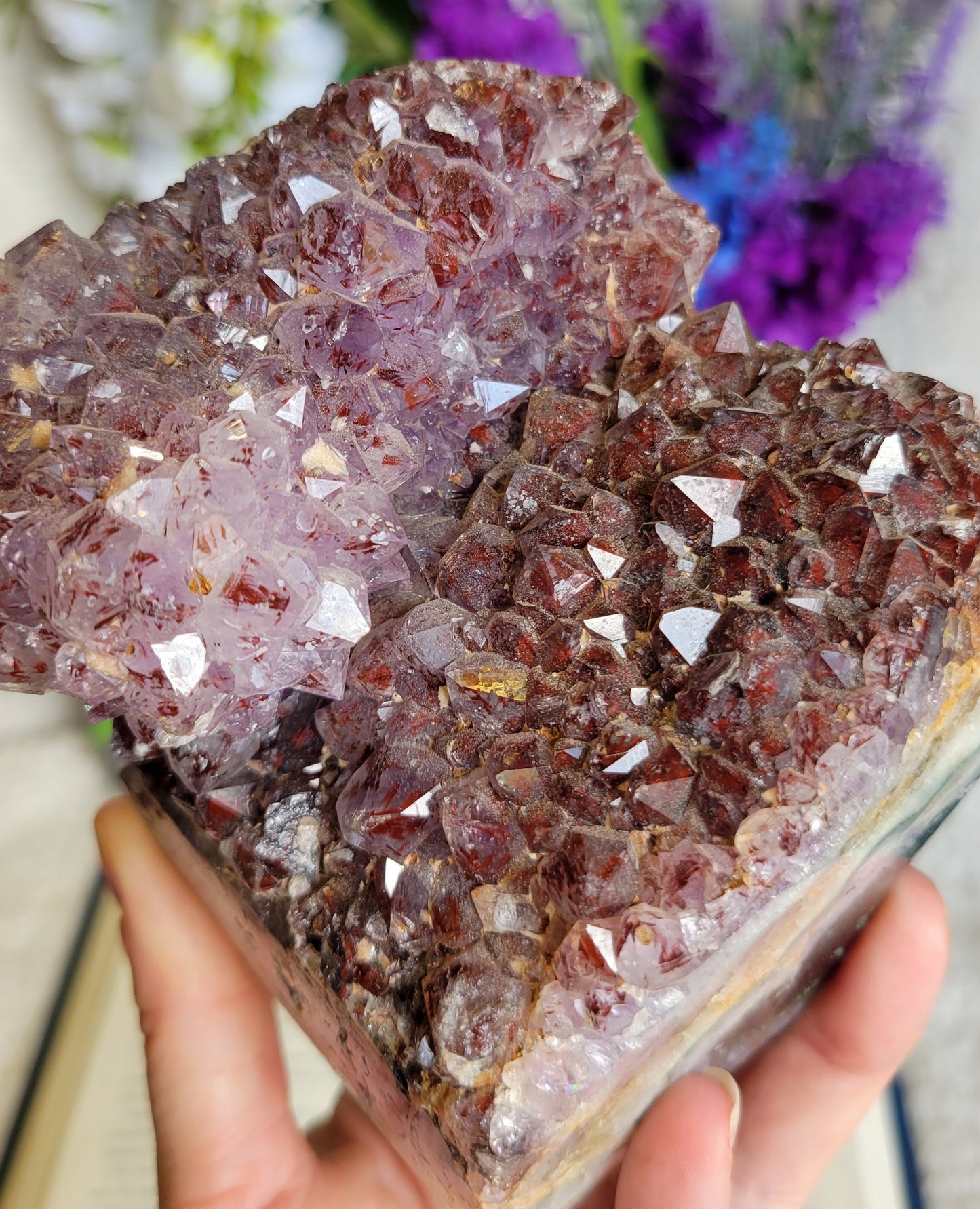 Purple amethyst red hematite statement piece