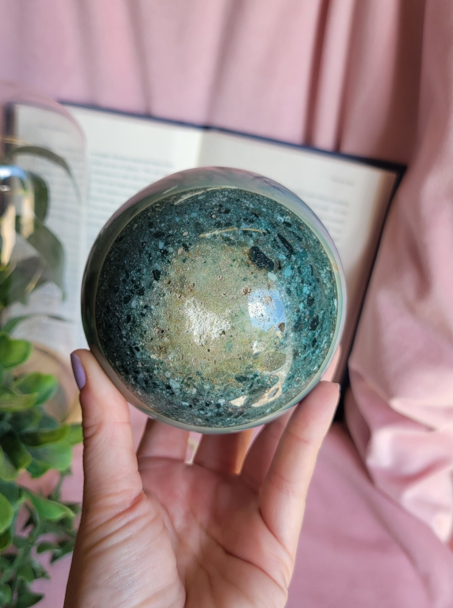 90mm Druzy Sea Jasper sphere