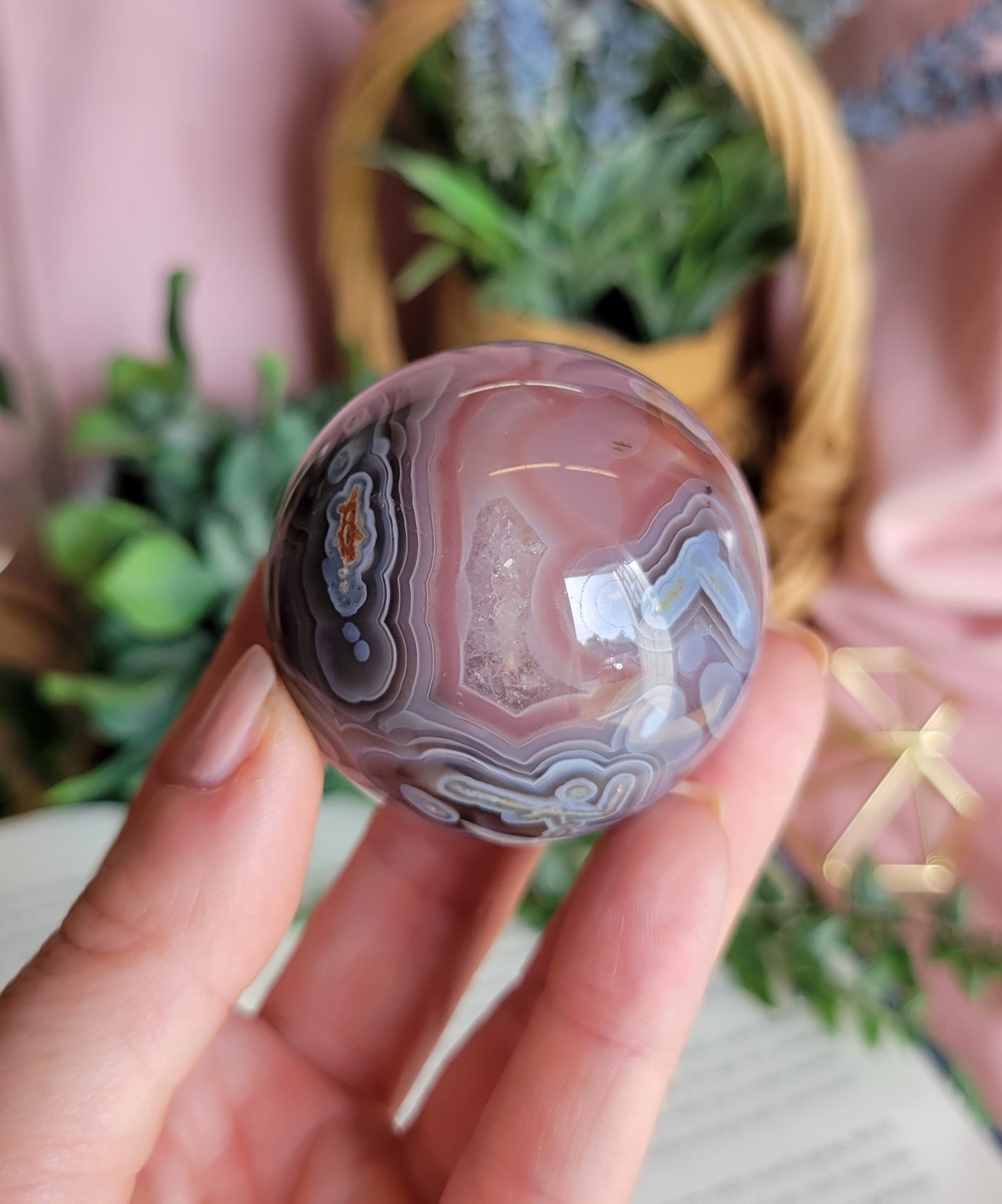 46mm HQ swazi agate sphere