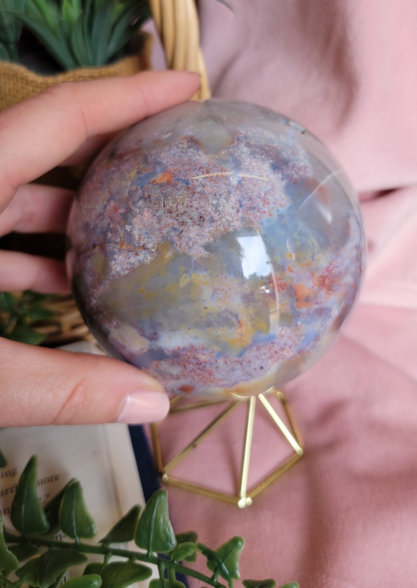89mm Pastel Sea Jasper Sphere