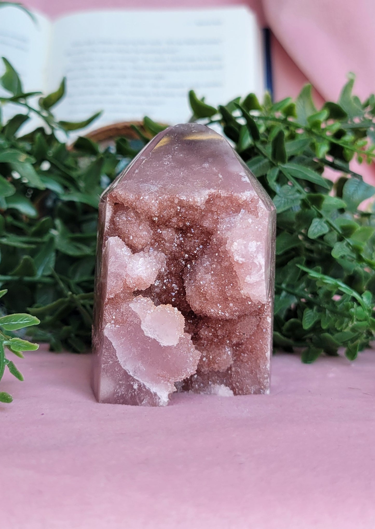 Druzy pink amethyst tower