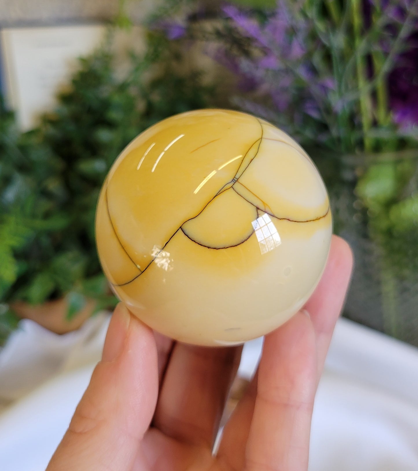 Sunny yellow Mookite Sphere 55mm