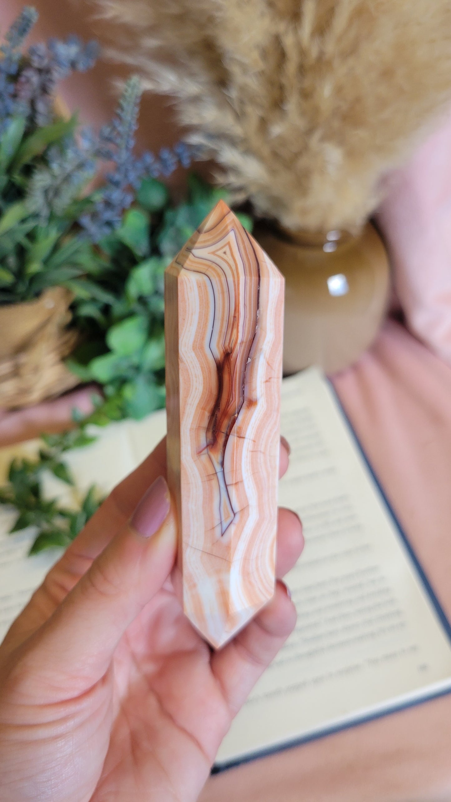 Peachy Obry Banded Carnelian DT
