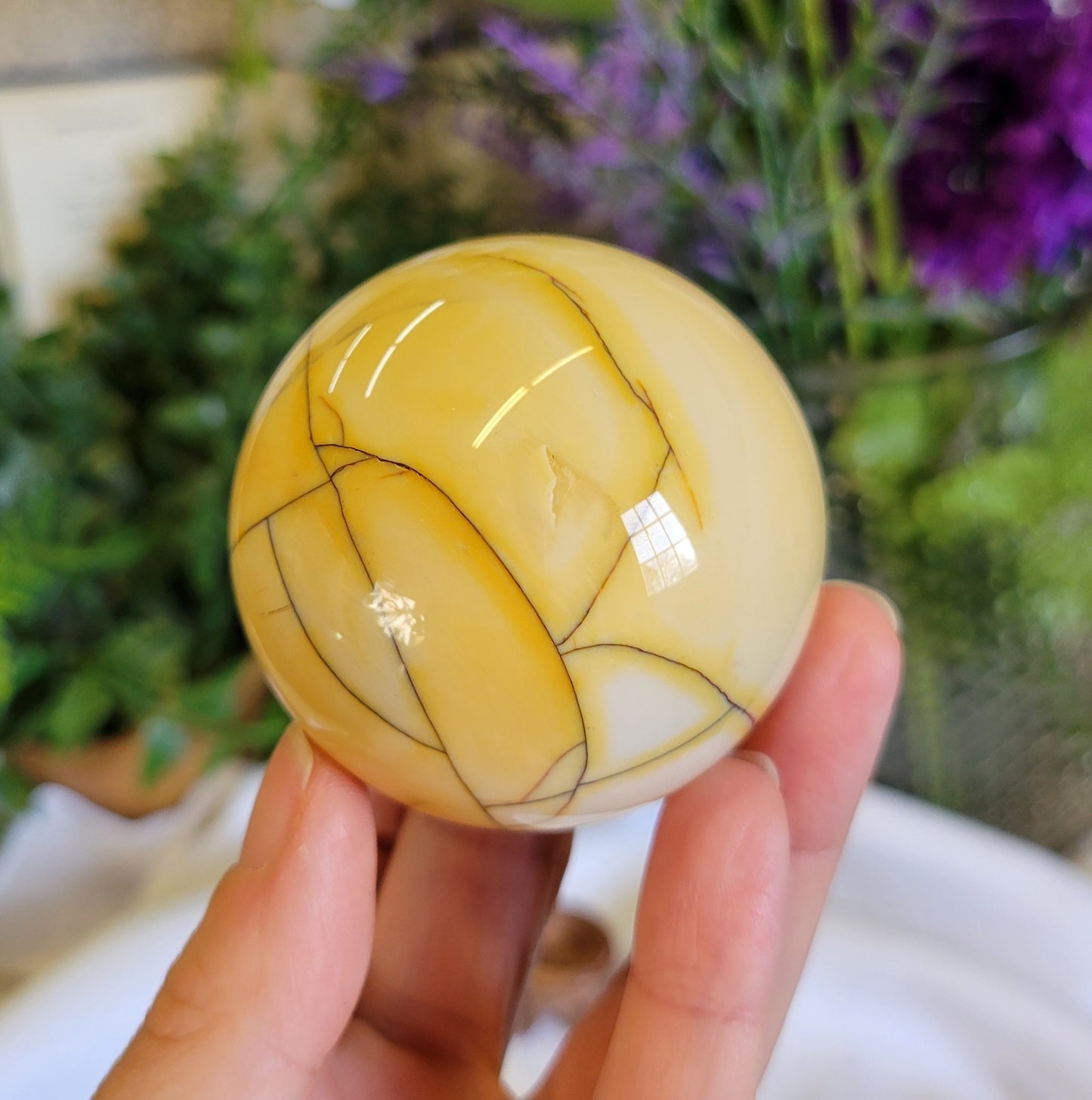 Sunny yellow Mookite Sphere 55mm