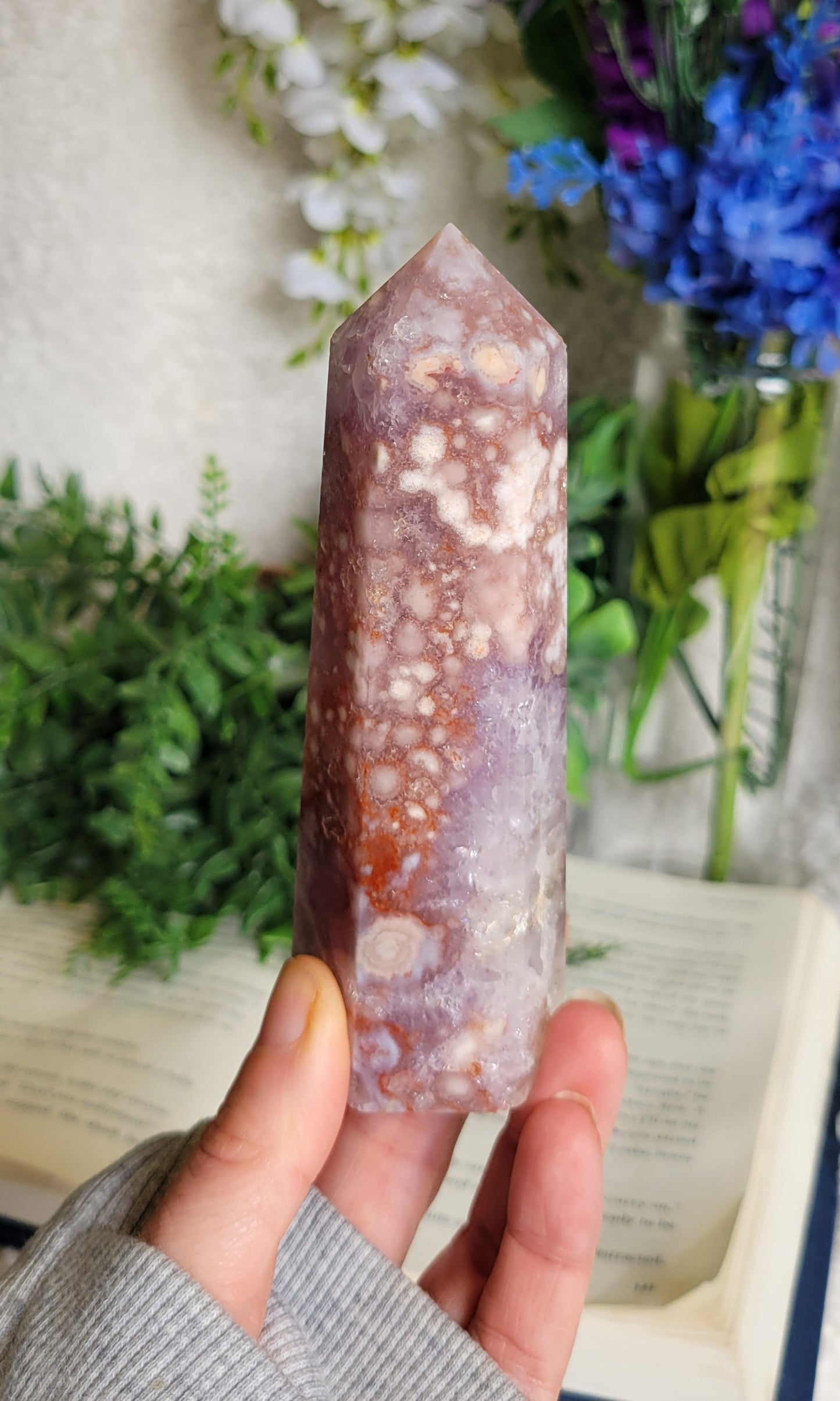 High quality pink amethyst tower