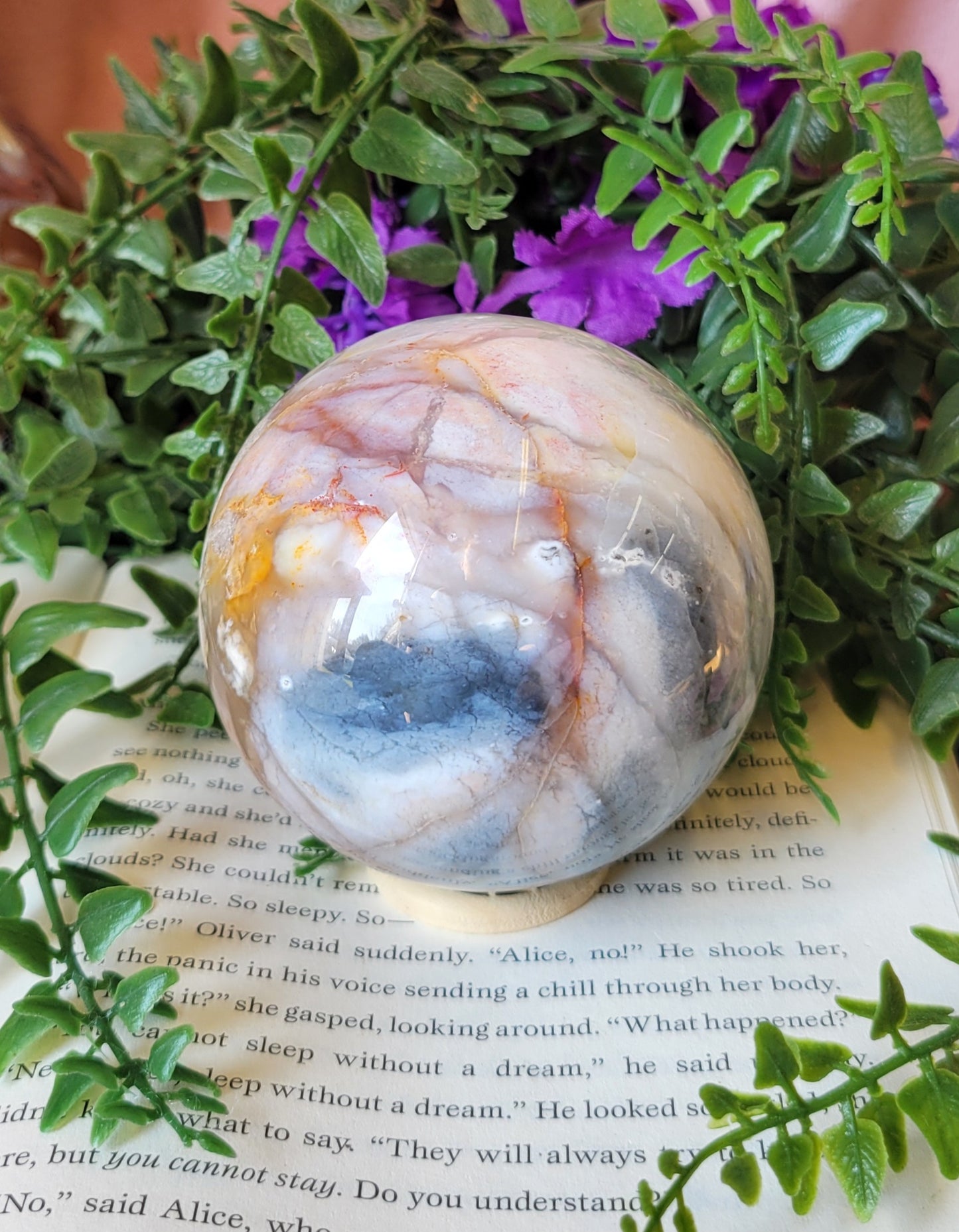 Druzy 75mm petrified wood sphere