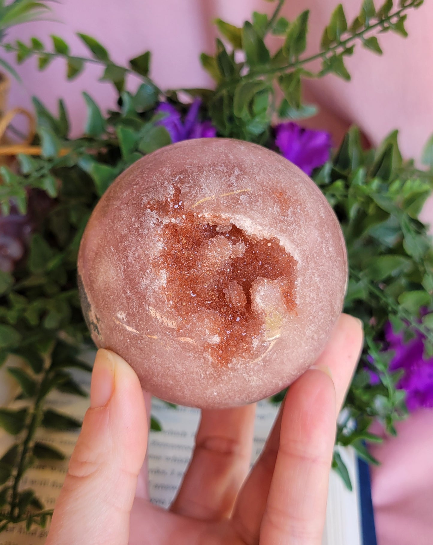Druzy Pink Amethyst sphere 71mm