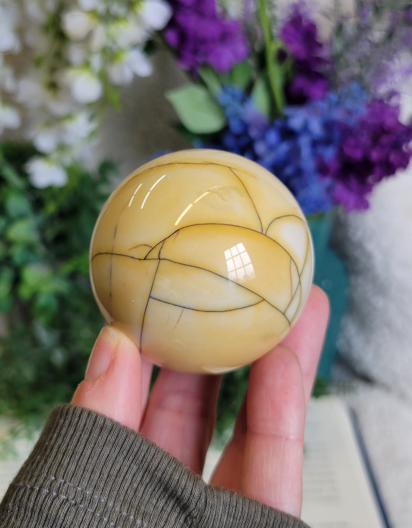 Sunny yellow Mookite Sphere 55mm