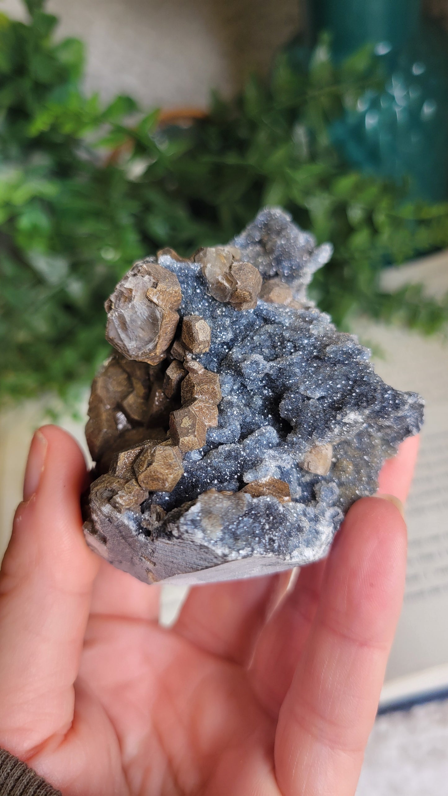 Black calcite druzy chalcedony specimen