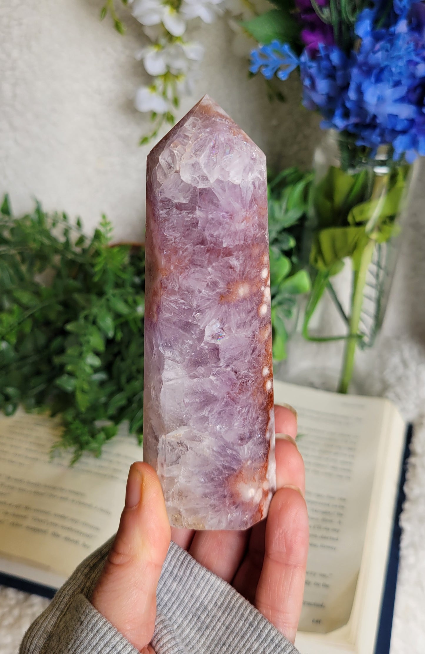 High quality pink amethyst tower