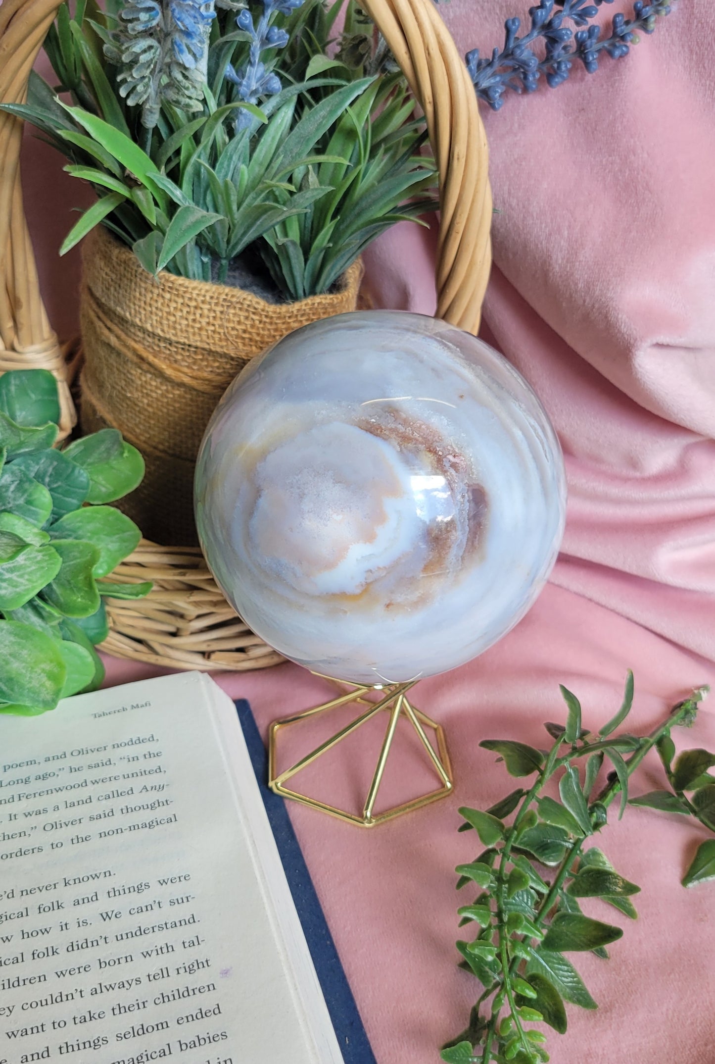96mm Pastel Sea Jasper sphere