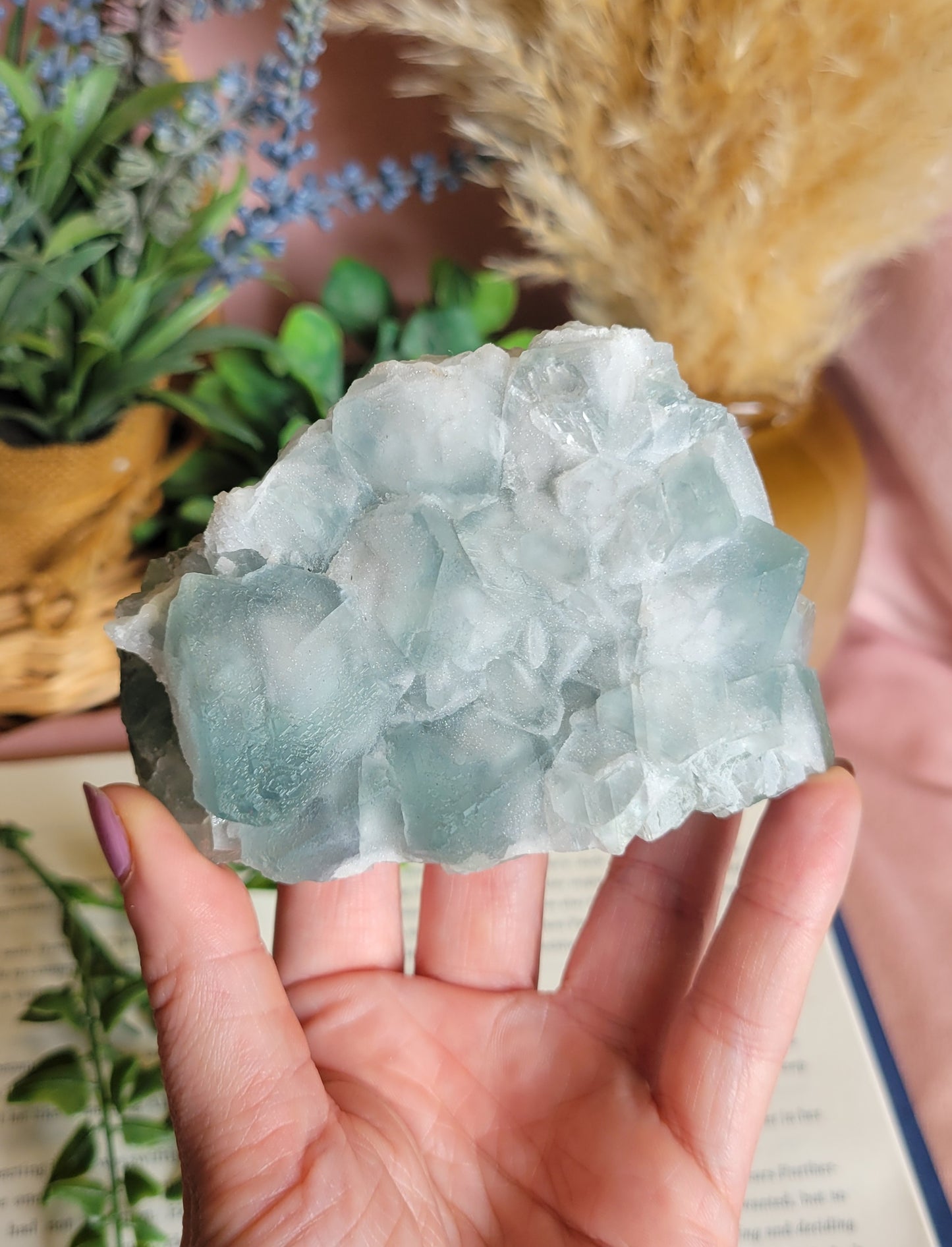 Blue/green sugary fluorite specimen
